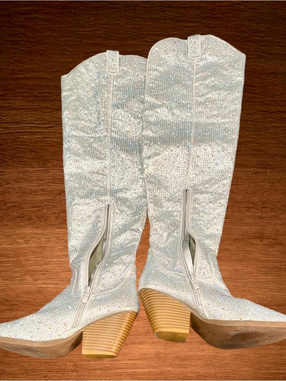 SHEIN SILVER GLITTERY WESTERN COWBOY BOOTS SIZE 8’5